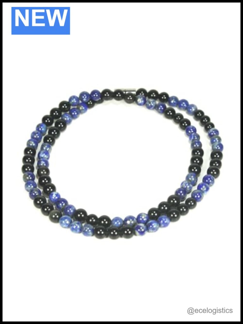 Black Obsidian Lapis Lazuli Beaded Necklace Healing Crystal Gemstone